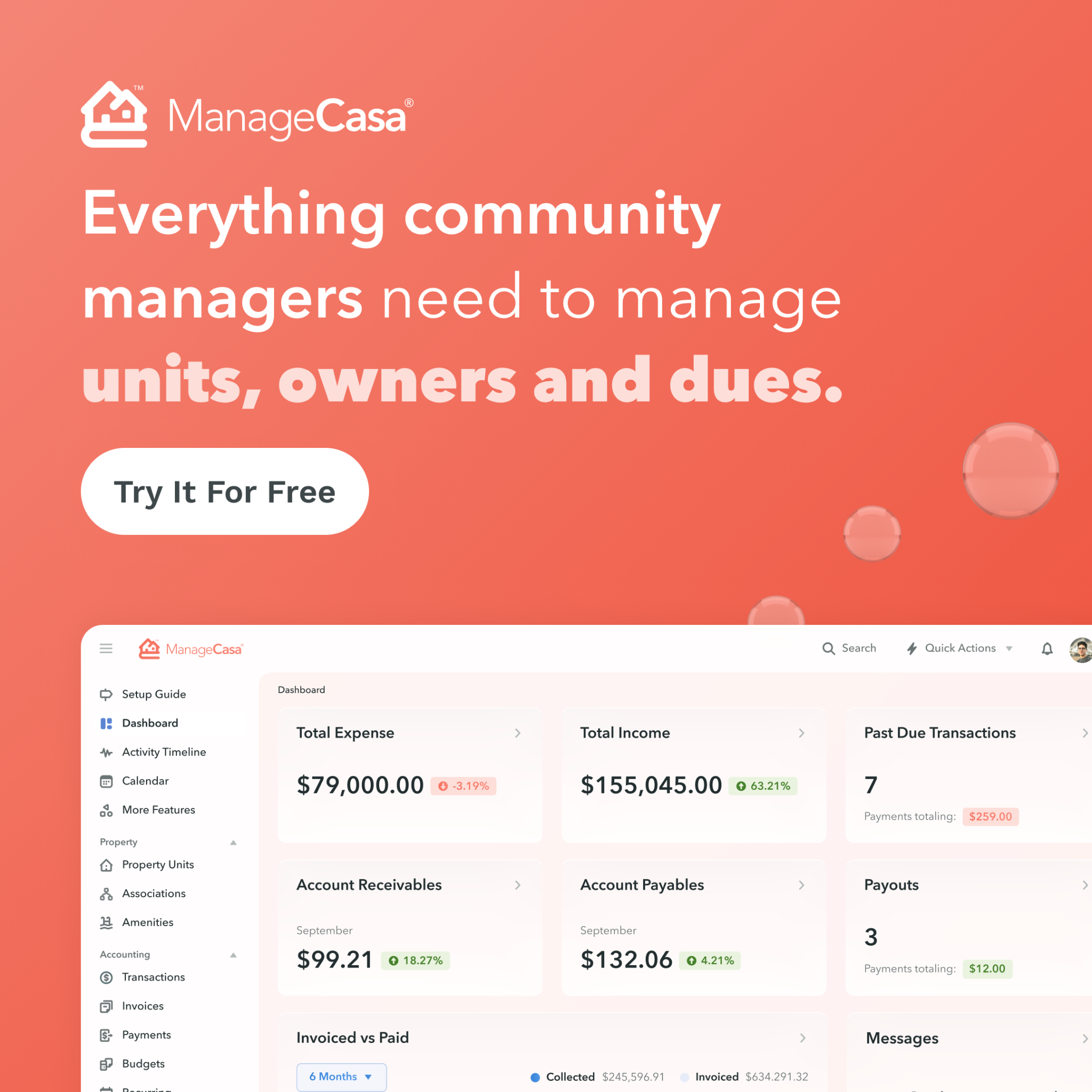 ManageCasa Property Management Software — headline plus visual