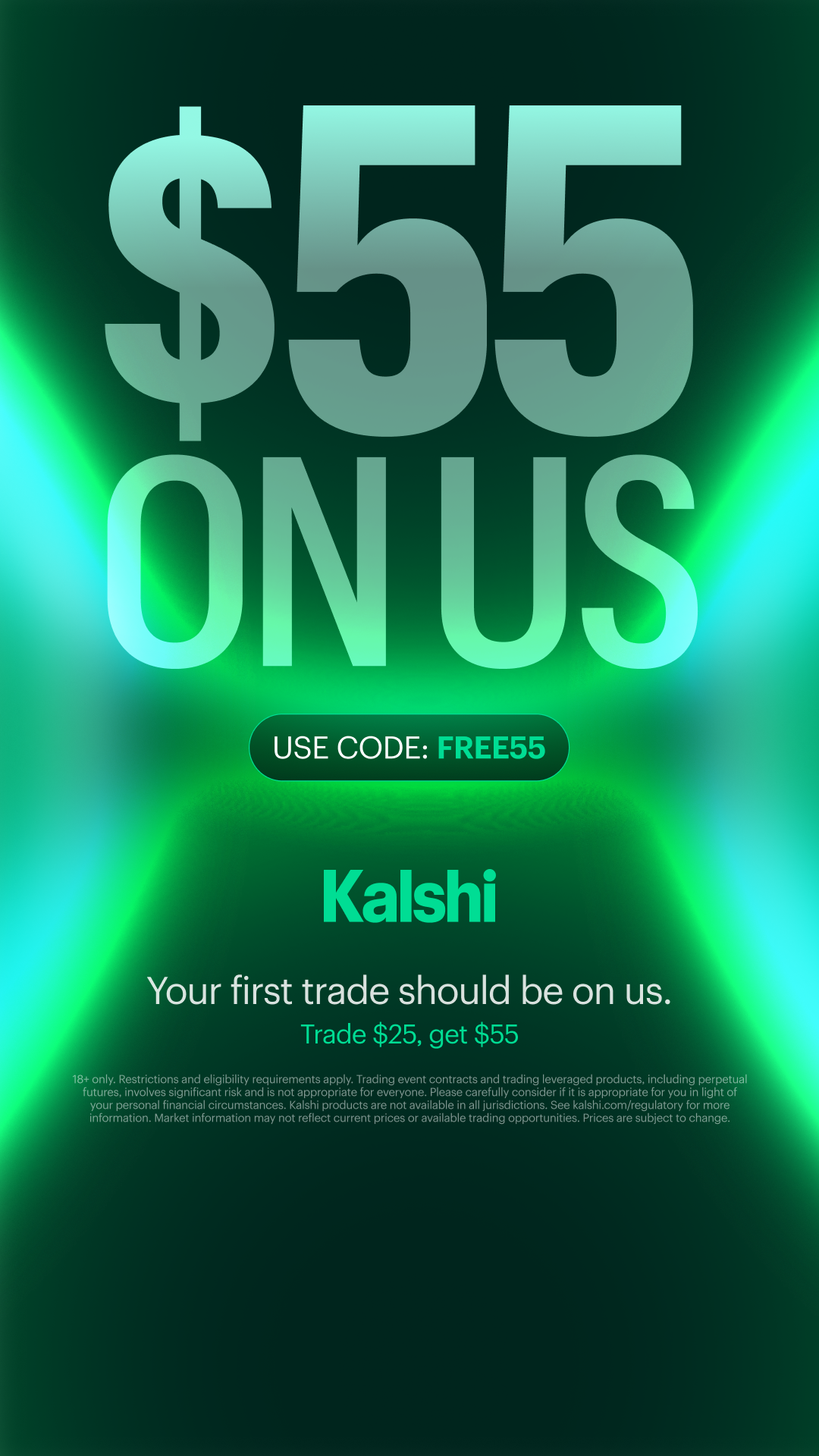 Kalshi - Trade the Headlines — oversized type