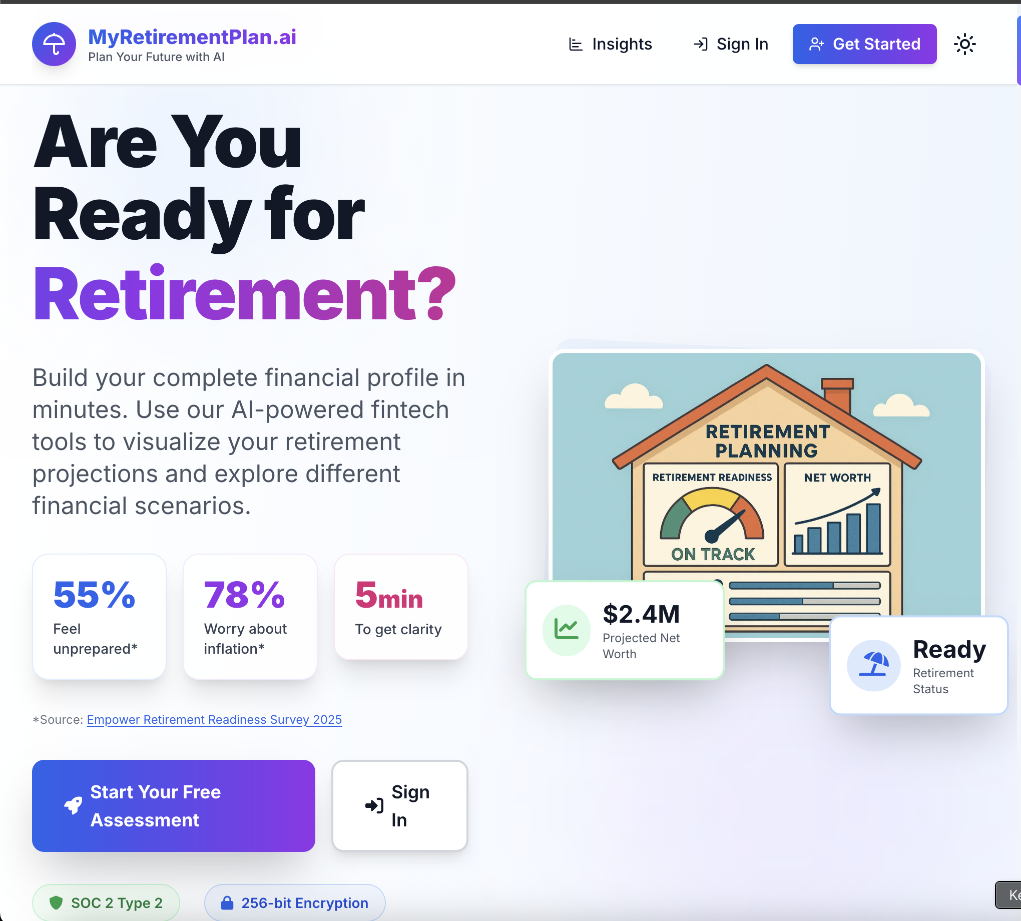 Myretirementplan.ai — headline plus visual