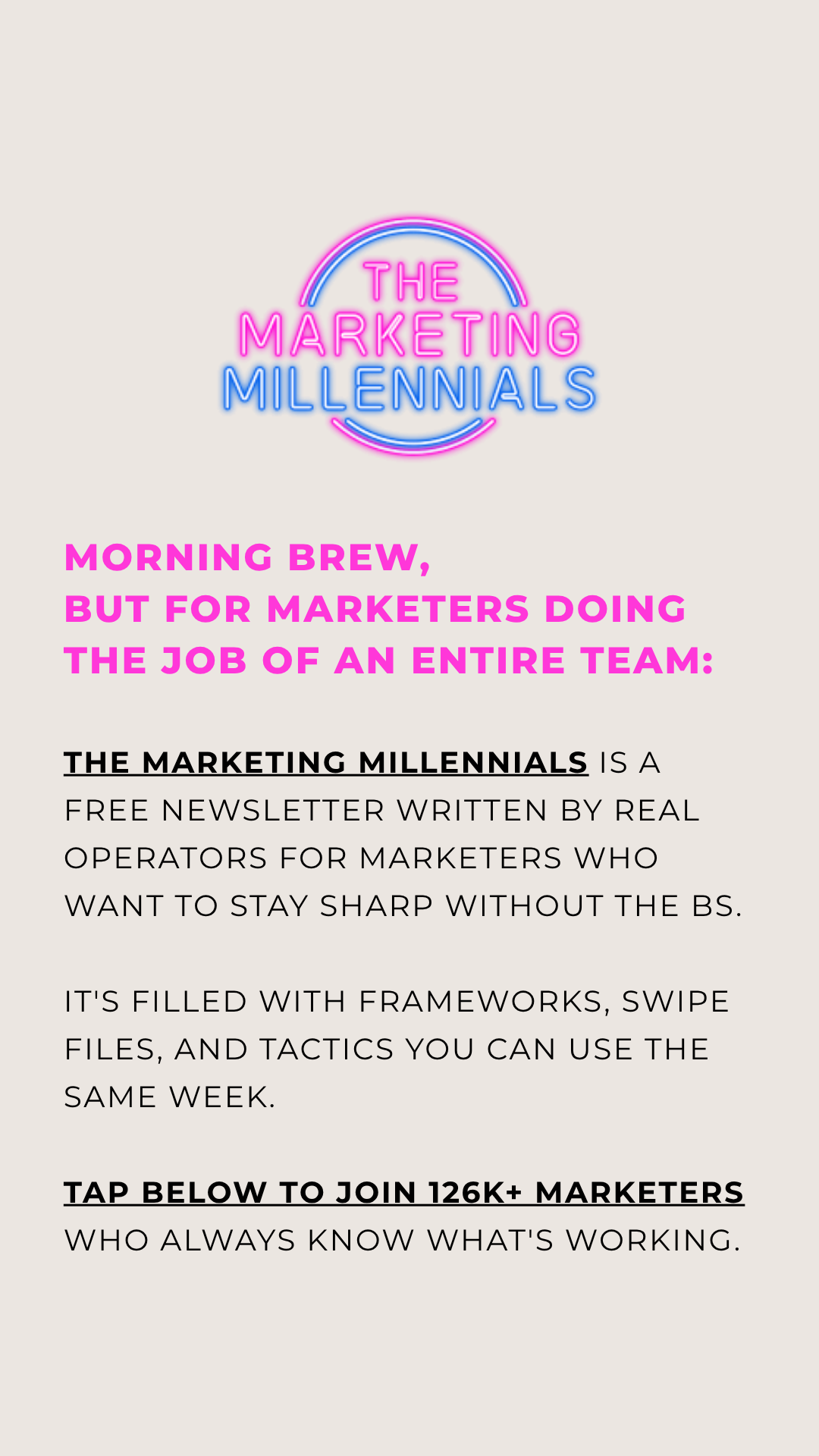 The Marketing Millennials — headline plus visual