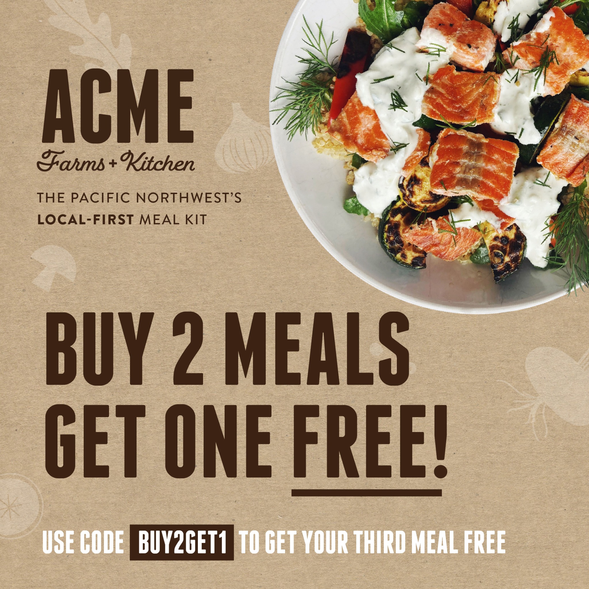 Acme Farms + Kitchen — headline plus visual