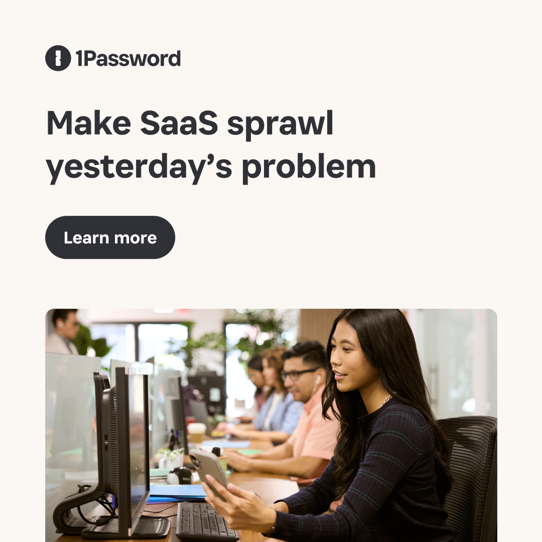1Password — headline plus visual