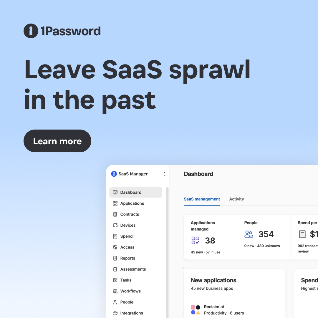 1Password — headline plus visual